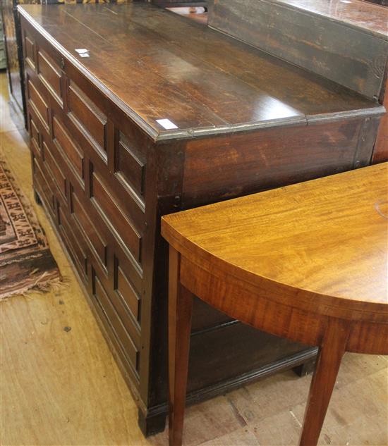 Large panelled oak coffer